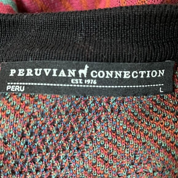 Peruvian Connection 100% Pima Cotton Floral Intarsia Knit Open Cardigan Large - Picture 2 of 8